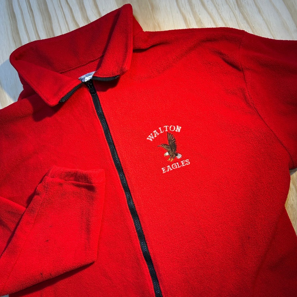 ASW Walton Eagles Red Fleece Full Zip Jacket Mens Large Sporty Casual